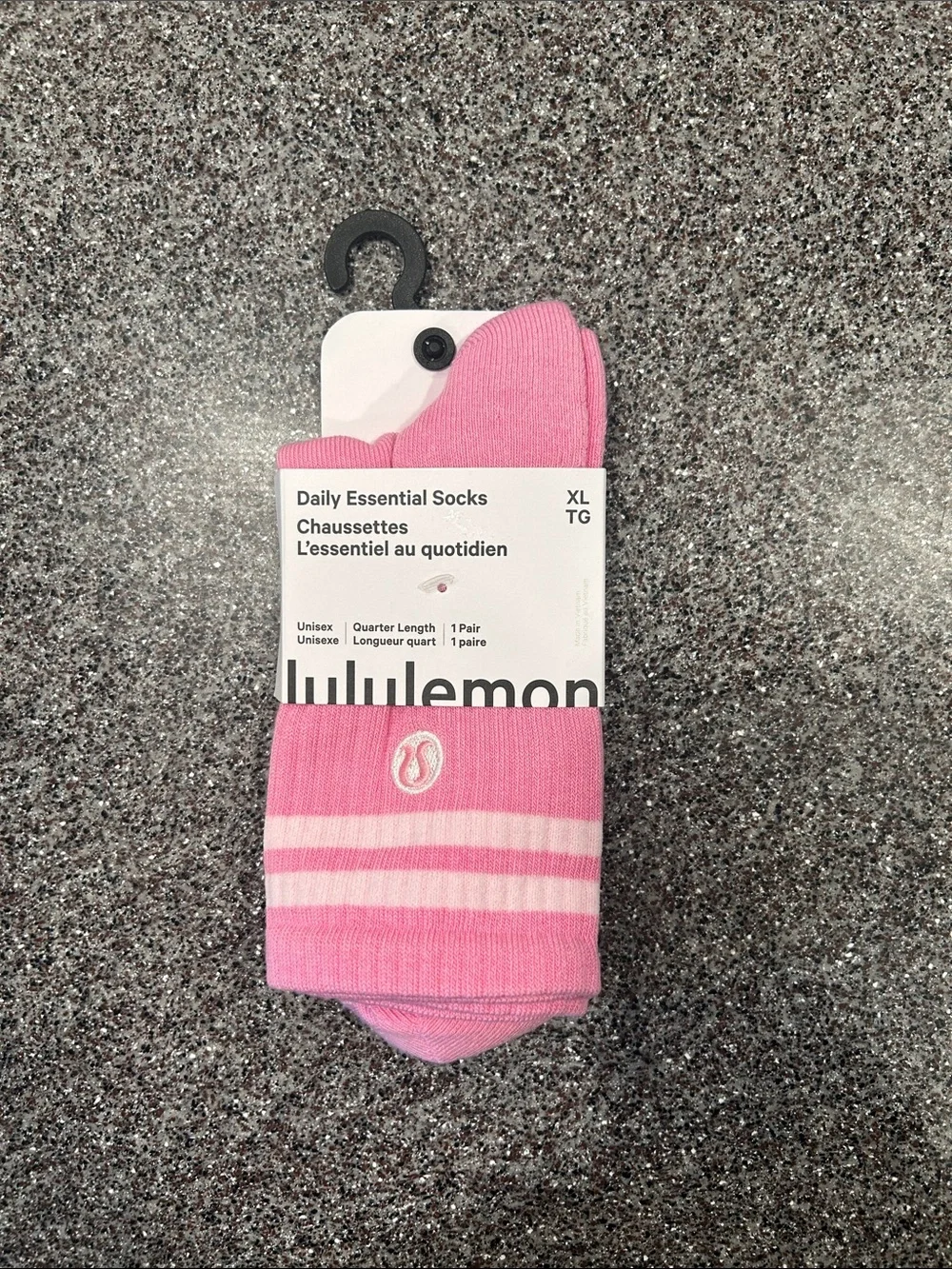 lululemon athletica Pink Striped Daily Essential Quarter-Length Socks